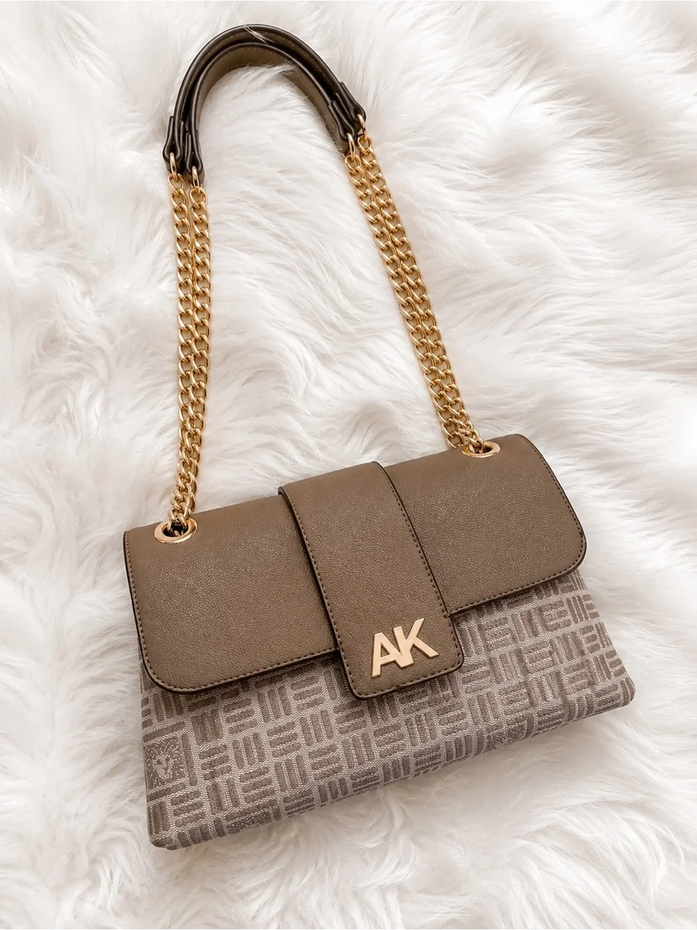Anne Klein Taupe Chain Shoulder Bag
